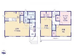 17.62畳のLDKは、家具を置いてもゆとりある広さです。5.25畳の納戸は窓や収納もあり、仕事部屋にも活用できる設計。荷物を収めやすく、室内を広く使い続けられる点がこの家の長所です