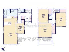 リビング横には多目的に活用できる和洋室を配置した4ＬＤＫの間取りです。2階の各居室には収納があり、お部屋を広く使うことができます。家事動線も考慮されており、日々の炊事や洗濯も効率良く進む設計です