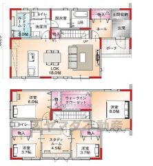 プラン建物間取り4LDK　プラン建物価格2898万円　プラン建物面積121.73㎡